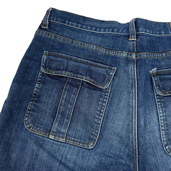 TRIUMPH MOTORCYCLE Jeans Blue Gusseted Double Knee Denim Flap Pockets 36X34 - Picture 14 of 16